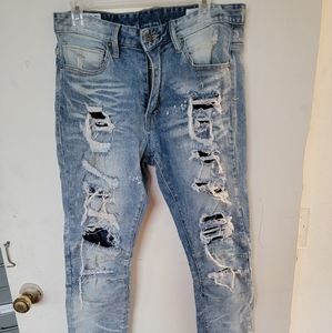 Smoke Rise brand distressed skinny jeans with patches size 32/32